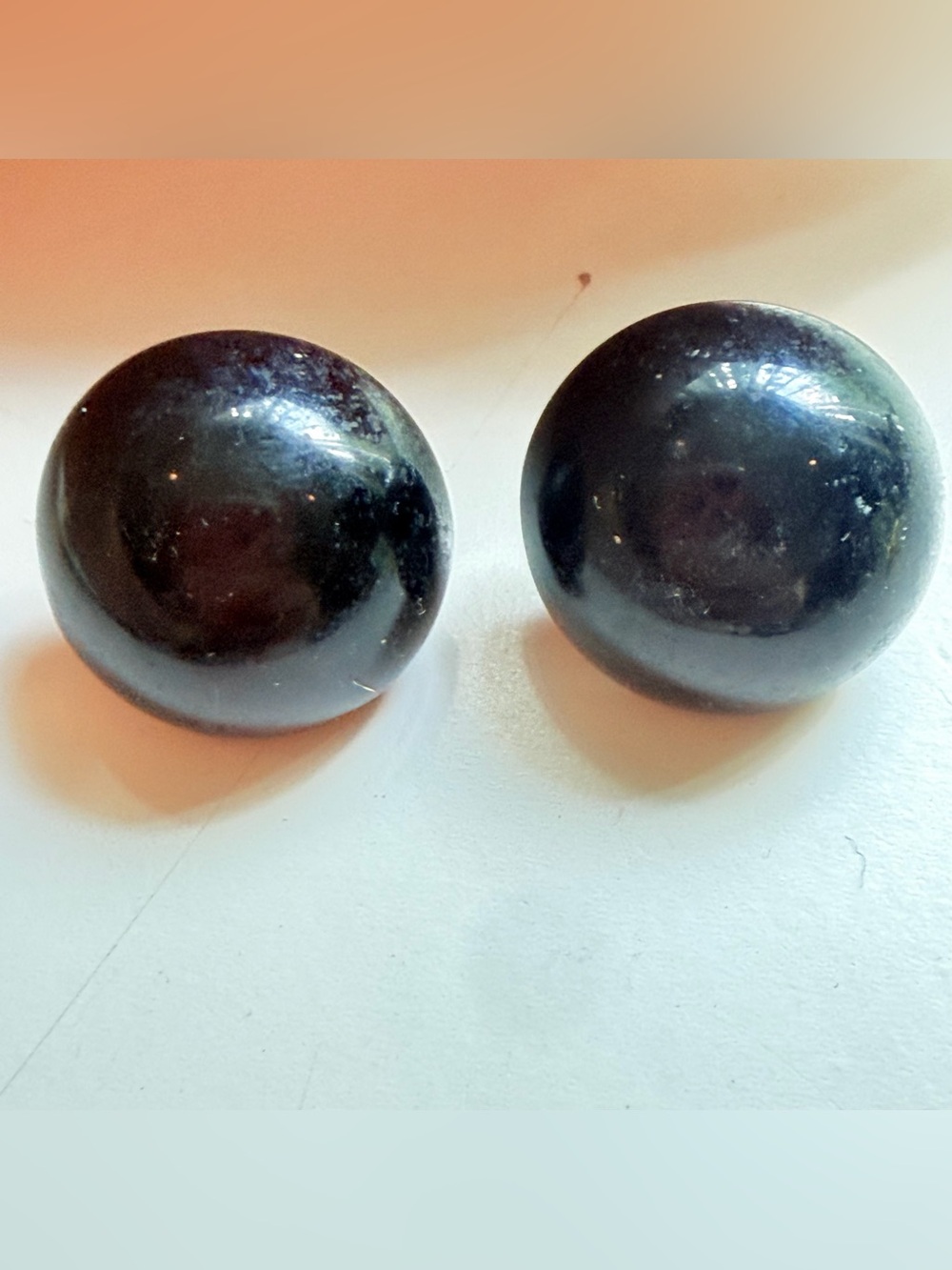 Vintage Black Spherical Stud Earrings - Minimalist Round Post Studs